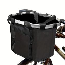 Cesta De Bicicleta De Liga De Alumínio, Saco Frontal, Acessórios De Mountain Bike, Saco De Carro Dobrável - Image 1