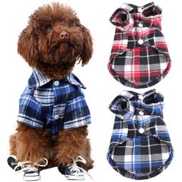 Camisa xadrez para cães pequenos, roupa de pet, colete para cachorrinhos e gatos, camiseta para gatos, casaco fofo para primavera e verão - Image 1