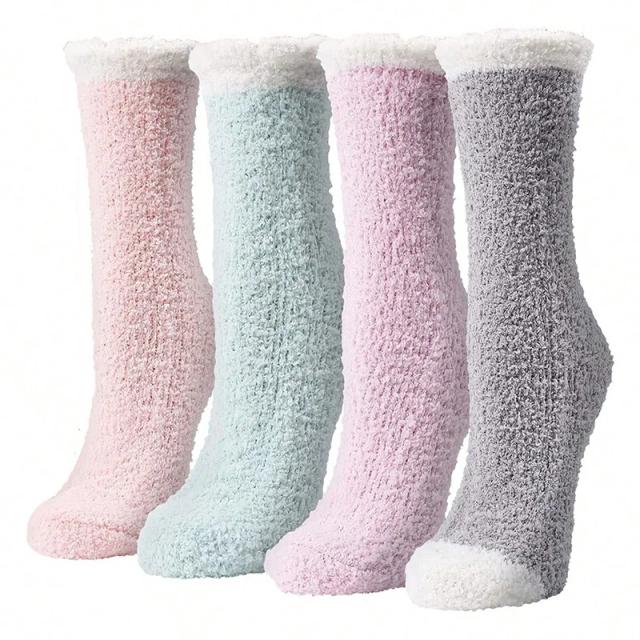 Meias de Inverno Fuzzy para Mulheres - Conforto e Calor Superior - 4 Pares