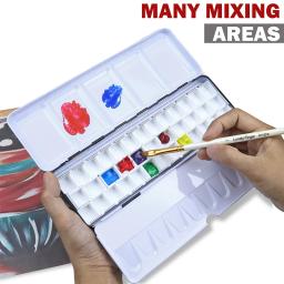 Médio Vazio Paleta Aquarela com Meia Panelas, Mistura De Metal Caixa De Lata Para Óleo Acrílico, DIY Viagem Arte Suprimentos, 37PCs - Image 4