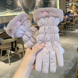 Luvas de esqui femininas inverno velo engrossado quente de pelúcia algodão impermeável luvas de tela sensível ao toque para equitação ao ar livre montanhismo - Image 3