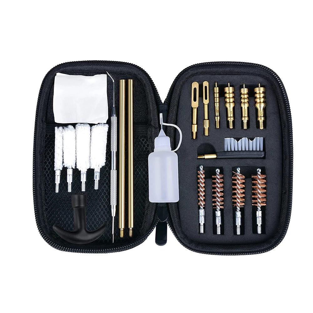 21 pçs kit de limpeza de arma tática universal para pistola rifle escova ferramenta para.22/.38/9mm/.40/.45 calibre caça acessórios - Image 1