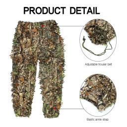 Terno de caça secreto para exterior, Ghillie Suit, Roupas de camuflagem, Folhas de treinamento na selva, Calças com capuz - Image 5