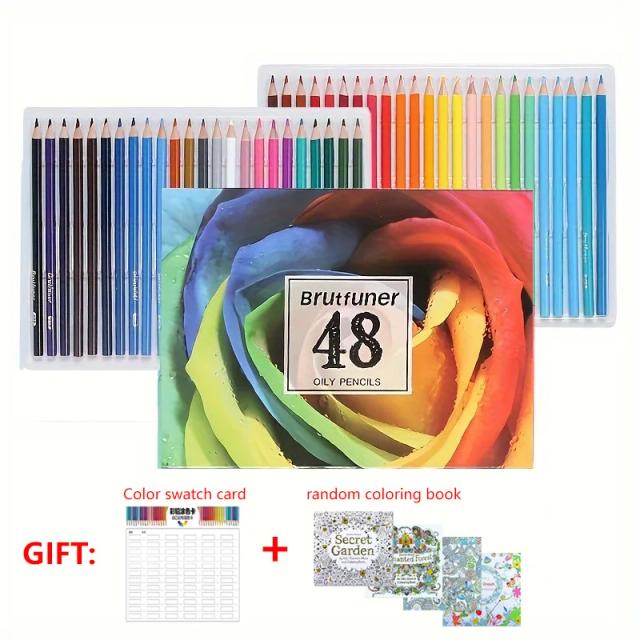 Conjunto Profissional de Lápis de Cor à Base de Água com 48/72/120/180 Peças, Ideal para Desenho e Grafite em Madeira