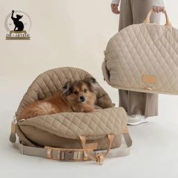 Sacos seguros do portador do cão do carro do não-deslizamento, Saco do canil para o cão pequeno e o gato viajam, Denims de Voiture - Image 1