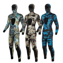Fato de mergulho longo com capuz masculino, mergulho subaquático, natação, surf, neoprene, 5mm - Image 1
