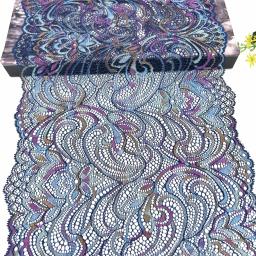 Cor Misturada Azul Elástico Guarnição Do Laço, Lingerie Costura Artesanato, DIY Vestuário Tecido, Vestido Acessório Do Vestuário, 3 Jardas por Lote, 23cm de Largura - Image 3
