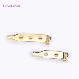 14K Banhado A Ouro Broche De Segurança para Fazer Jóias, Metal De Latão, One-Piece Pin Estreito, Back Lock Broche, Pin Base, Badge Holder - Image 2