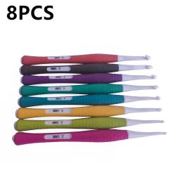 Crochet Ganchos com Soft Anti-Slip Handle, Plastic Handle, Agulhas de tricô, Sweater Weaving Costura, 8Pcs - Image 1