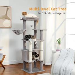 Árvore de gato multi-nível com arranhões, grande torre, rede, brinquedos de gatinho, pet suprimentos, acessórios para animais - Image 4
