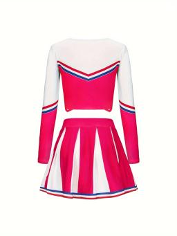 Saia de torcida rosa e pom-poms para meninas, temporada de volta às aulas, roupas esportivas fofas para crianças, performance natalícia, roupas de festa - Image 2