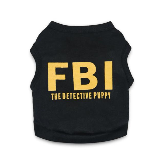 Camiseta de Algodão para Cães - Colete de Segurança Masculino em Tamanhos S a L, Estilo FBI em Preto