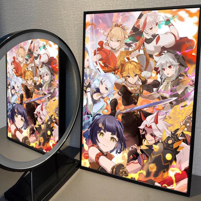 Genshin impacto anime diy tapeçaria de parede arte ficção científica sala decoração casa arte da parede