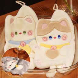Kawaii Cartoon Cats Hand Towels, Toalha de limpeza pendurada, Pano suspenso macio absorvente, Acessórios de cozinha, Suprimentos de banheiro - Image 4