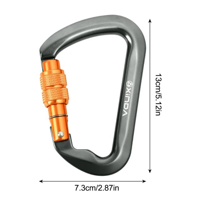 Mosquetão de Alumínio D Forma para Escalada Profissional com Trava de Segurança - Equipamento de Montanhismo 30KN