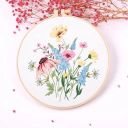 Kit Flor Bordado com Aros e Agulhas, Padrões Floral para Iniciantes, Linha Bordada e Outras Ferramentas - Image 2