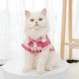 Pulôver respirável de duas pernas para animais, camiseta de lapela para cães pequenos e gatos, roupa listrada elegante para animais, camisa de cachorro 1pc - Image 2