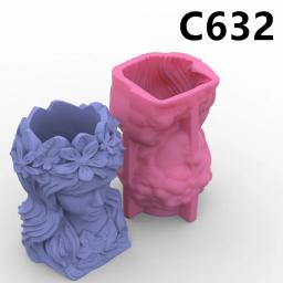 Molde de silicone para mulheres vaso de flores vaso de flores suculento caneta titular DIY resina vaso de concreto cacto ferramenta decoração para casa - Image 2