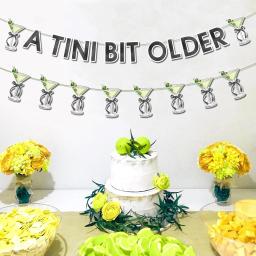Fangleland-Martini Decorações de festa de aniversário para mulheres, banner um pouco mais velho, decoração na moda, preto e verde - Image 3