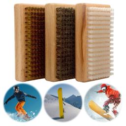 Escova de esqui com cabo de madeira, ferramenta de snowboard, latão/náilon/hair de cavalo, escova de depilação, ferramenta de manutenção de snowboard, acessórios de snowboard - Image 2