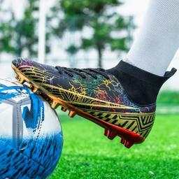 Sapatos de futebol FG antiderrapantes para homens e crianças, tênis de tornozelo, tênis de futebol, botas ao ar livre, picos longos, futebol - Image 4
