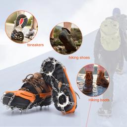 Grampos anti-derrapantes de montanhismo com apertos Chain Spike, Escalada Crampons para esporte ao ar livre, 19 dentes Snow Gripper - Image 4