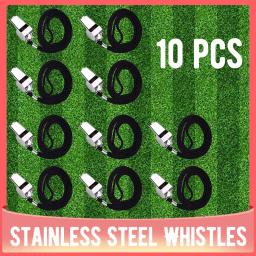 Aço inoxidável árbitro apito, apito de metal esporte, futebol, basquete, ferramenta de torcida, 10 Pack - Image 1