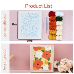 30x40cm Padrão de flores 3D DIY Bordado Kits de pintura Conjunto de agulha de soco de costura artesanal Costura ponto cruz Decoração De Casa Kit de tufos mágicos Arte E Artesanato De Agulha Presente Criativo - Image 2
