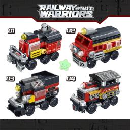 Blocos de construção de locomotivas a vapor para crianças, deformação robótica, City Retro Train, locomotiva elétrica Brick, Toy Gifts, 8 em 2, 813pcs - Image 4