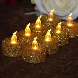 12/3 pçs velas de pó de ouro led flash velas luzes sem chama glitter tealight velas para festa de aniversário decorações de casamento - Image 6