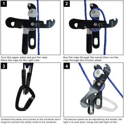Escalada Descender Camping, Stop Rock Descida Dispositivo, Downhill Rapel, Handle-Control Equipamentos - Image 4