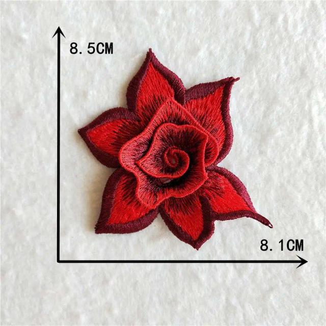 Flores Rosa em Bordado Colorido com Laço - Aplique de Costura para DIY Artesanato e Acessórios de Roupas - 1 Peça à Venda