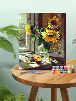 Kit pintura a óleo de girassol para decoração de casa, pintura sobre tela, arte da parede, pintados à mão, flor, presente, diy - Image 3