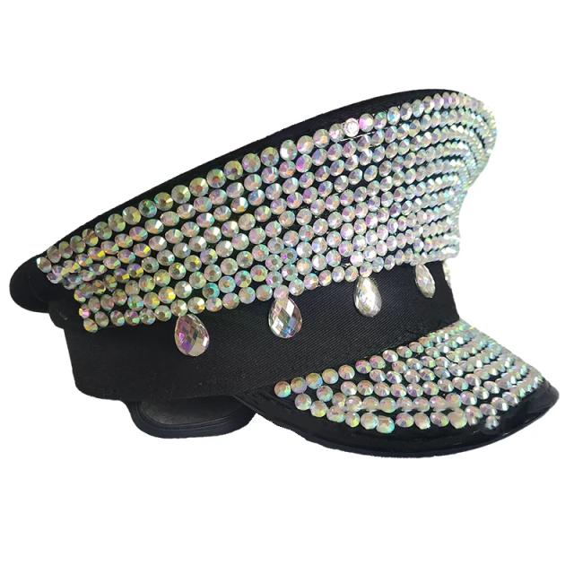 Chapéu Militar Brilhante com Lantejoulas e Strass para Festas e Carnaval