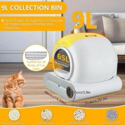 Caixa de lixo automática inteligente para gatos, totalmente fechada, 65L, banheiro para animais, aplicativo grande, auto-limpeza, 65L, 2024 - Image 1