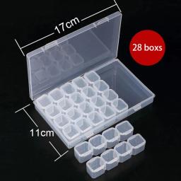 28/56 girds ajustável caixa de armazenamento de plástico com etiqueta da etiqueta para jóias nail art diamante acessórios de pintura caixas de contêiner - Image 2