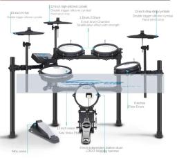 Kit de Bateria Eletrônica Profissional para Iniciantes, Tambor Elétrico, Percussão para Crianças Adultas, Mesh for Jazz, Tambor para Casa - Image 2