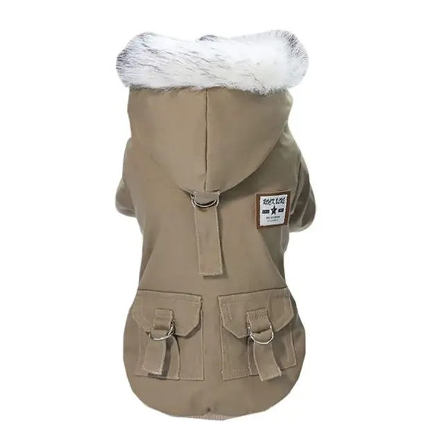 Jaqueta militar à prova de vento para cães e gatos - Casaco quente e estiloso para o inverno