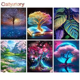 GATYZTORY-Kit Pintura a Óleo para Adultos, Pintura DIY, Canvas Pictures, Paisagem Árvore, Handpainted, Artesanato, Home Decor - Image 1