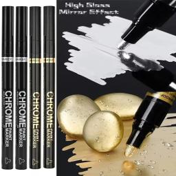 5/1 pçs cromo caneta marcador espelho reparação de pintura à prova dwaterproof água para rocha cerâmica vidro metálico ouro/prata 2mm nib - Image 1