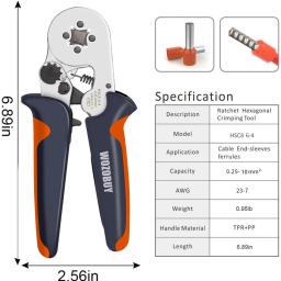 Kit de ferramentas de friso da virola, crimper auto-ajustável do fio da catraca de wozobuy hsc8 6-6a/6-4a para conectores elétricos do fio - Image 2
