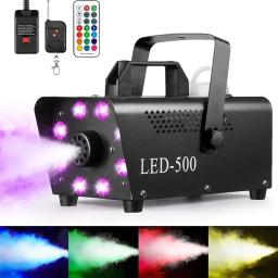 Máquina De Fumaça De Disco Colorido, Fogger Ejector, DJ, Natal, Festa De Casamento, Efeitos De Luz De Palco, Máquina De Nevoeiro, 500W, Remoto - Image 2