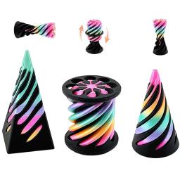3 pçs descompressão rotativa espiral cone impossível pirâmide passsthrough escultura 3d impresso brinquedo tridimensional ה  - Image 3