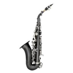 Saxofone soprano de bronze dourado esculpido padrão sax pérola branco escudo botões bocal palhetas pescoço instrumento vento acessórios - Image 4