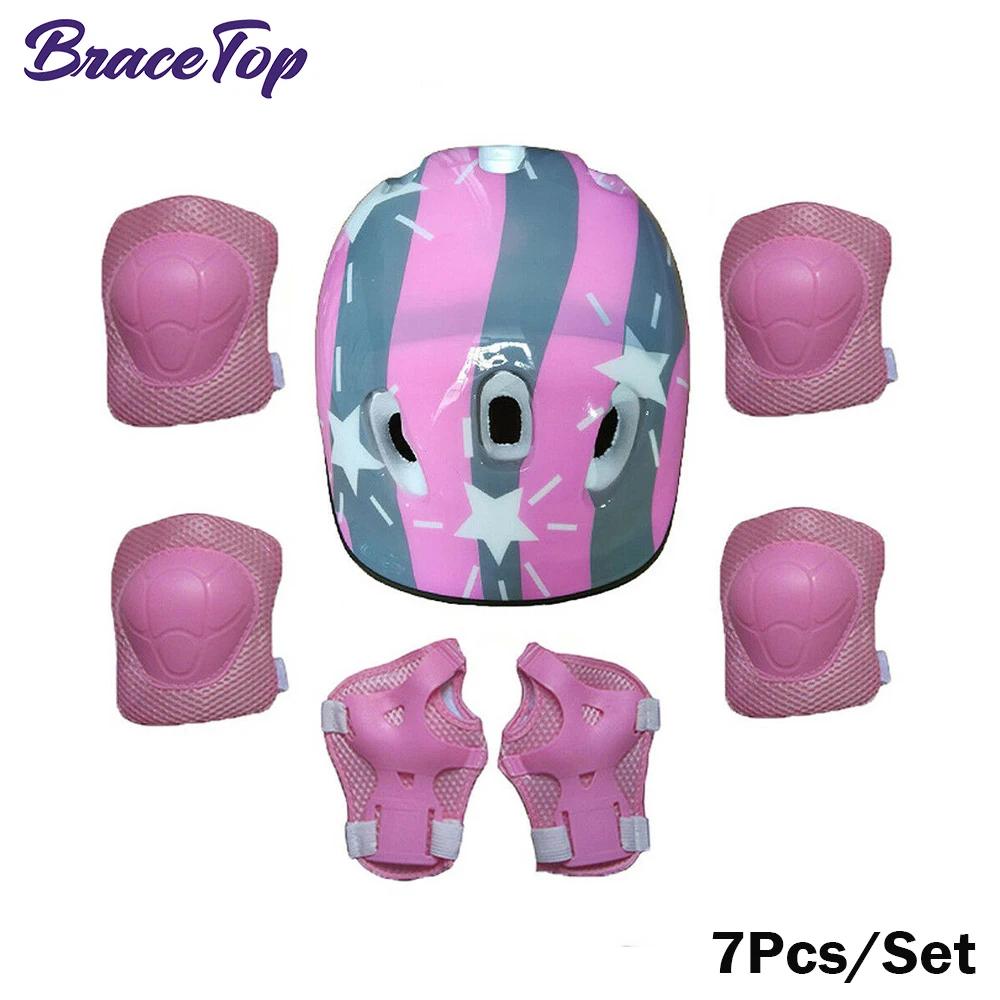 Joelheiras e cotoveleiras Conjunto de proteção para crianças, Equipamento de segurança, Equipamento para patins, Ciclismo, Bicicleta, Skate, Esportes, 7 peças por conjunto - Image 1