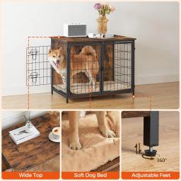 Mobiliário de madeira personalizado Dog Crate, Mesa de estilo interior com portas duplas, Pet Cage, Produto da casa - Image 5