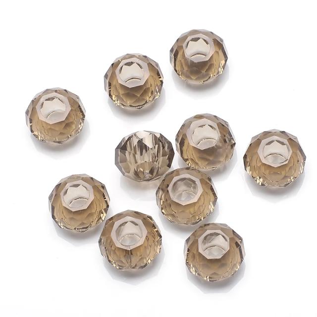 Contas de Vidro de Cristal Facetadas para Artesanato, Grande Buraco, 8x14mm, 20 Unidades para Fazer Jóias e Pulseiras em Atacado