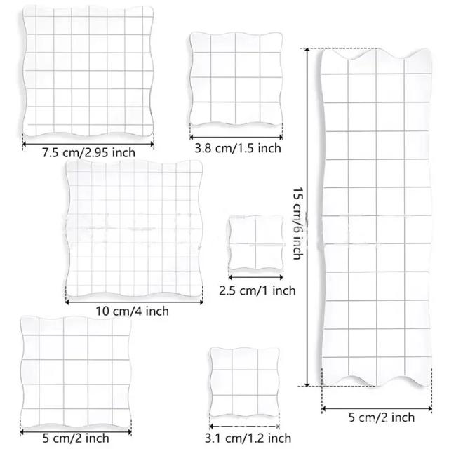 Conjunto de Blocos de Acrílico Transparentes para Estampagem com Grade – Ferramentas Essenciais para Scrapbook e DIY Artesanato