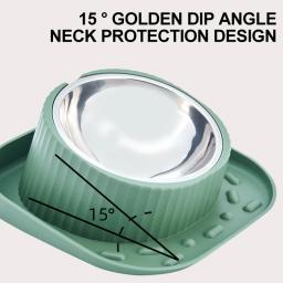 Aço inoxidável gato comida alimentação tigela pet suprimentos suporte de elevação proteger a coluna cervical alimentação tigela de água resistente a quedas - Image 5