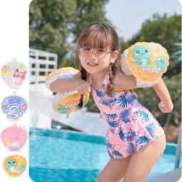 Piscina dos desenhos animados bóias braçadeiras com fivela infantil bebê flutua anel de natação inflável círculo água braço flutuador brinquedos piscina iniciante - Image 1